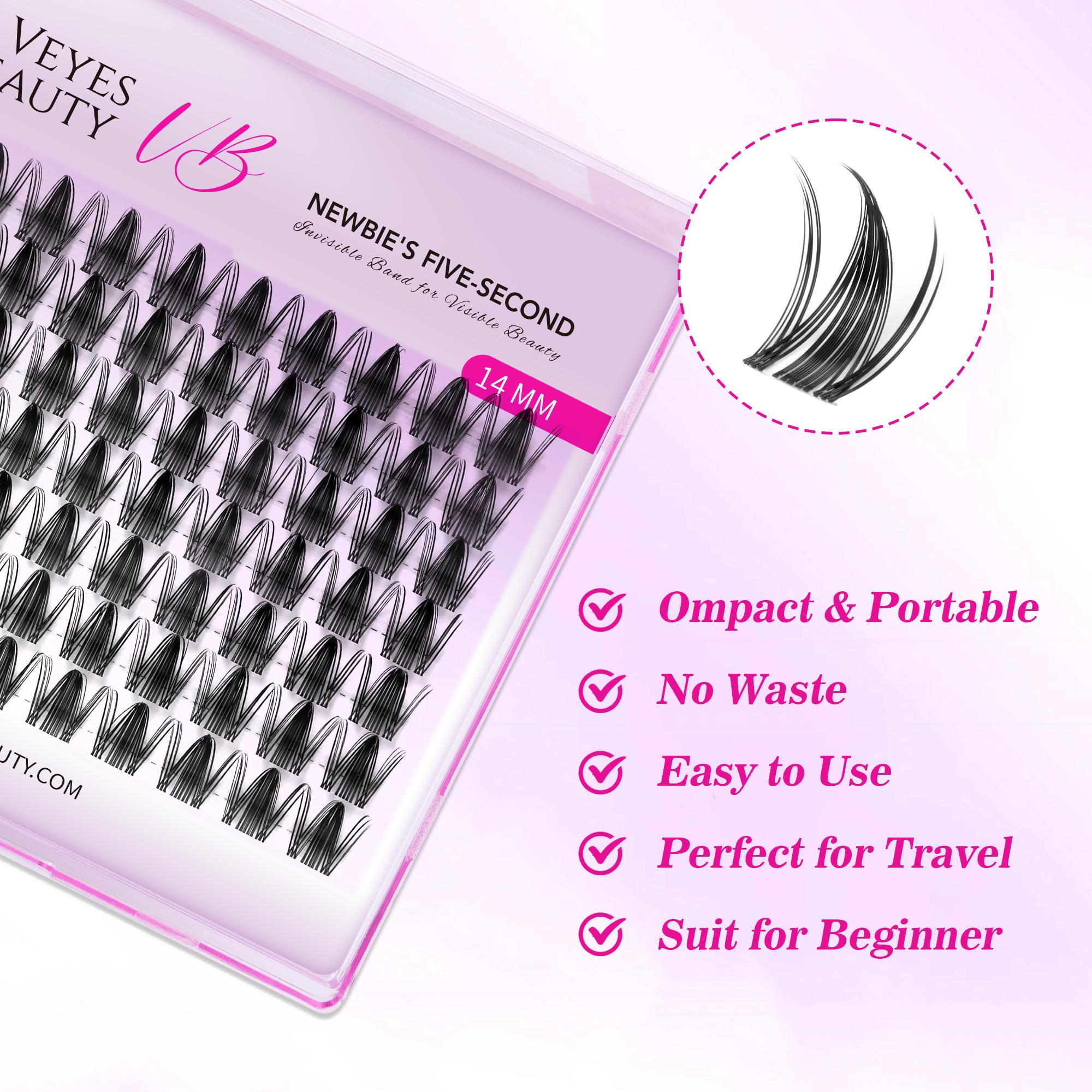 VEYESBEAUTY Manga Single Length Cluster Lash  Invisible Band Wispy Lightweight Softness Weightless Makeup Eyelash Extensions