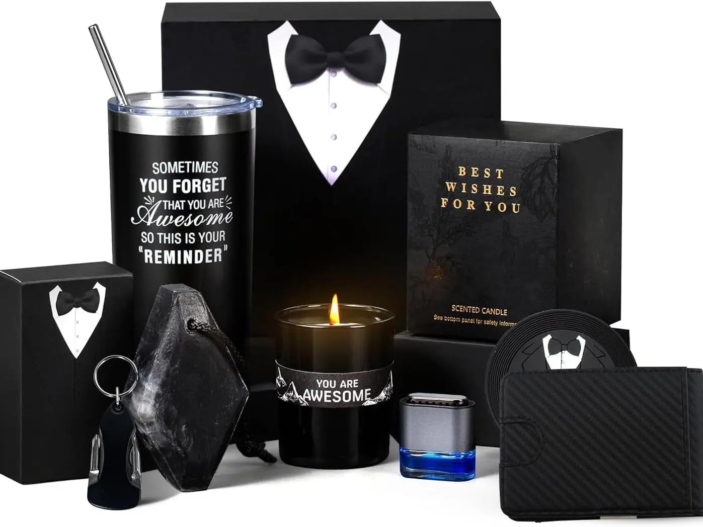 Father Day Gifts for Men Who Have Everything, 7 Pcs Premium Gift Baskets for Men,Birthday Gift Basket for Him Gifts for Dad, Boyfriend, Husband, Brother