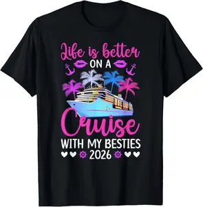 100% Cotton On A Besties Cruise Trip 2026 Vacation Best Friend Cruising T-Shirt