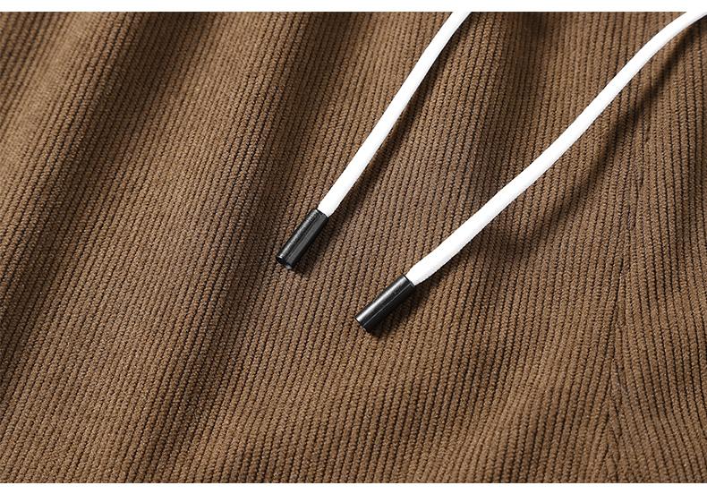 Men's solid color retro spring and autumn loose straight corduroy new vertical tube elastic casual sweatpants, retro texture, with drawstring pockets, soft, breathable and comfortable, suitable for daily leisure sports hiking