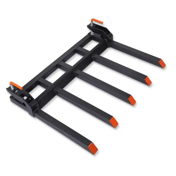 GARVEE 42-in pallet forks tractor forks Heavy Duty Clamp-On Debris Forks Tool - 2500 lbs Capacity, Corrosion-Resist Coat, Clampon Bucket Fit, Fits Most Loaders, for Tractors/Skid Steers, Haul Limbs & Logs, Material Handling
