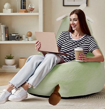 Eggzu，Lazy Sofa, Portable  Comfy Floor Sofa for Living Room Bedroom，Cute Children's Sofa,  Parent-Child Sofa