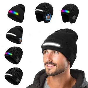 TR-BL1 Winter Warm Knitted Hat with LED Rechargeable Lighting & Wireless Bluetooth Music Hat for All Seasons