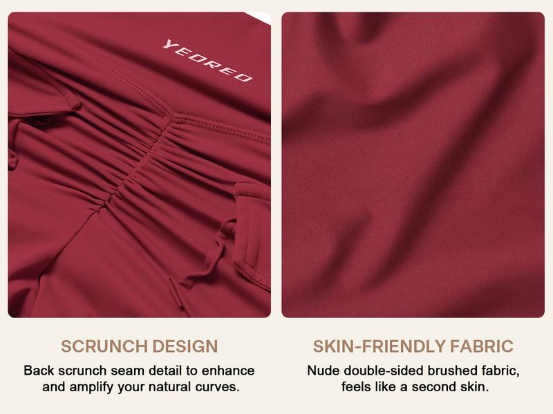 YEOREO CoreFlex Women High Waist Biker Shorts with Pockets Contour Seam Athletic Workout Shorts