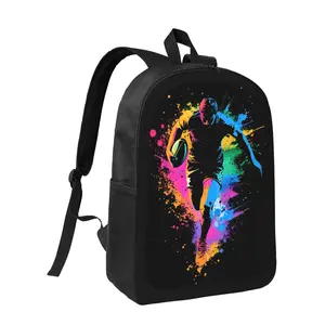 Rugby Player Silhouette Backpack - Lightweight Large Capacity School Bag with Adjustable Shoulder Straps, Sporty Rugby Design in Black/Blue/Pink/Orange/ - Durable Bookbag for Boys & Girls, Perfect for School, Travel, Sports - Ideal Rugby Gift for Players