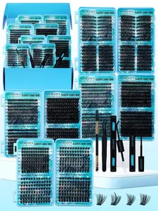 2208PCS Lash Clusters D Curl 15 Styles Mixed 10-16mm/14-20mm Mega Volume Cat&Doll Lashes Wispy Lashes Individual Eyelashes Kit With BOND&SEAL Lash Remover Tweezers And Brush, Perfect For Beginners & Proficient, DlY At Home Easily, Easy Apply For Makeup D
