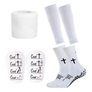 Anti-slip Football Socks and Guard Set, Non-slip Soccer Socks with Shin Guards, Football Protective Set for Men & Women, Soccer Accessories White compression socks football, grip socks , grip socks for soccer, grip sock,Valentine's Day gift