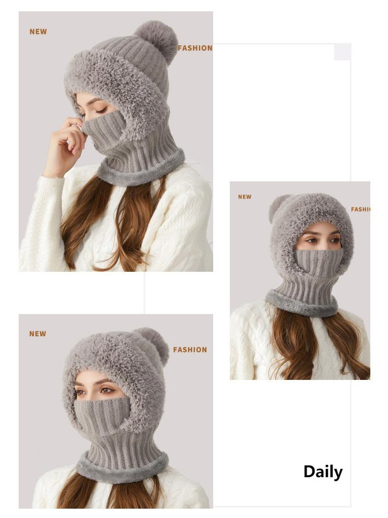 Winter Balaclava Hat Scarf Mask 3 in 1 Set Fleece Lined Windproof Thermal Hooded Neck Warmer with Ear Flaps for Outdoor Sports Cycling Skiing Snowboarding Motorcycling