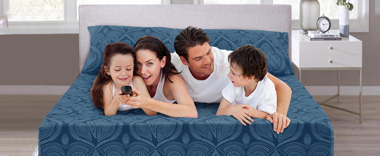 Lux Decor 4-Piece Paisley Bed Sheet Set - King Size Sheets with 16" Deep Pockets - Queen Size Polyester Sheet Set - Soft, Wrinkle Resistant, Hotel Luxury Bedsheet Set