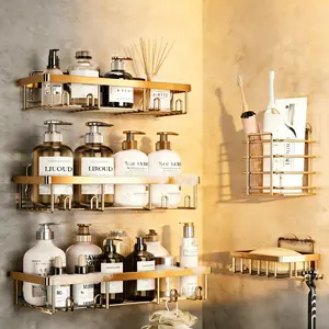 Shower Caddy, 5 Pack bathroom accessories, wall organizer, No DrillBathroom Shower Organizers With RemovableHooks, Rust Proof Shower Shelves For InsideShower, free wall mountshower organizer