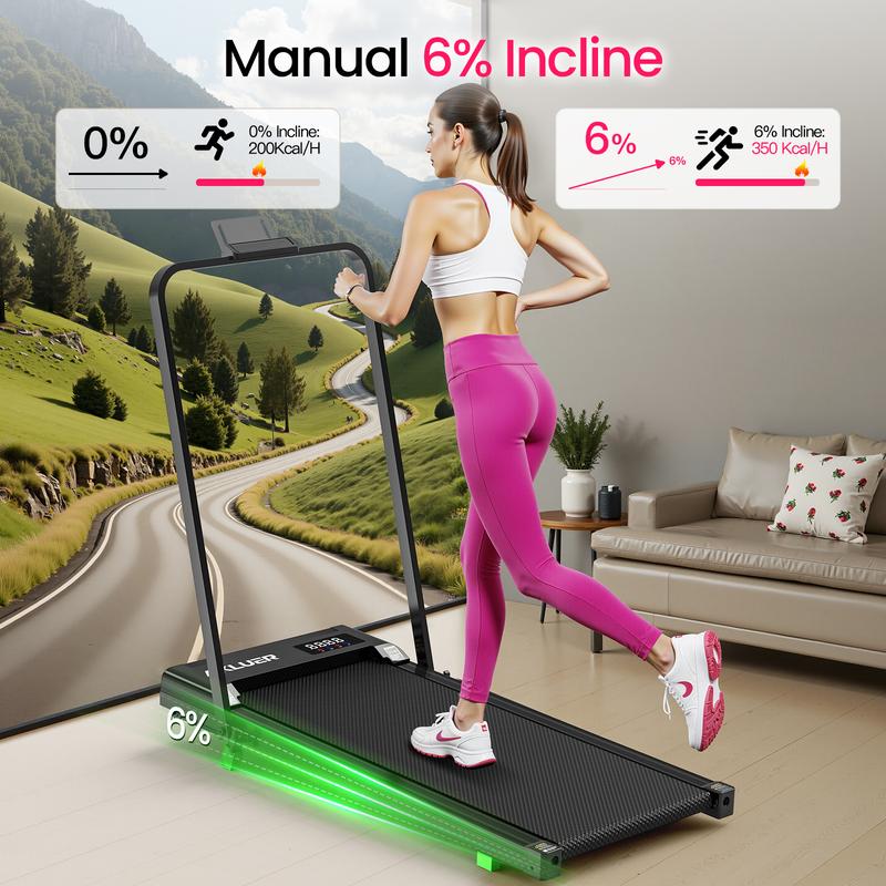 【2026 Fresh Appearance】AKLUER Under Desk Treadmill with 6% Incline, Brushless Motor, Adjustable Stepper, LED Display, Remote Control, 2.5HP, 330lbs Capacity, Home & Office Use