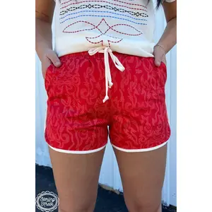 Boot stitch pocketed athletic shorts