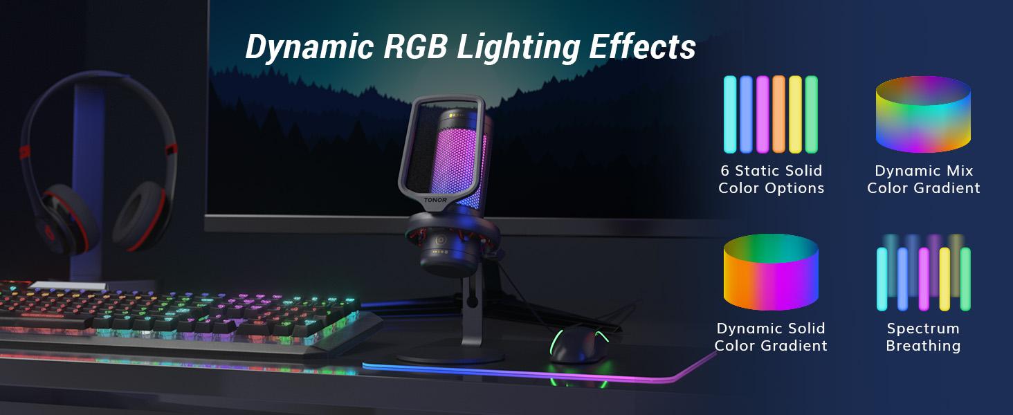 TONOR TC320 USB Type-C Streaming Mic, for Gaming, Live Streaming, Podcasts, Recording, Condenser Mic  with Stand, Compatible with PC/Mac/PS4/PS5/Switch/Type-C Phones Black