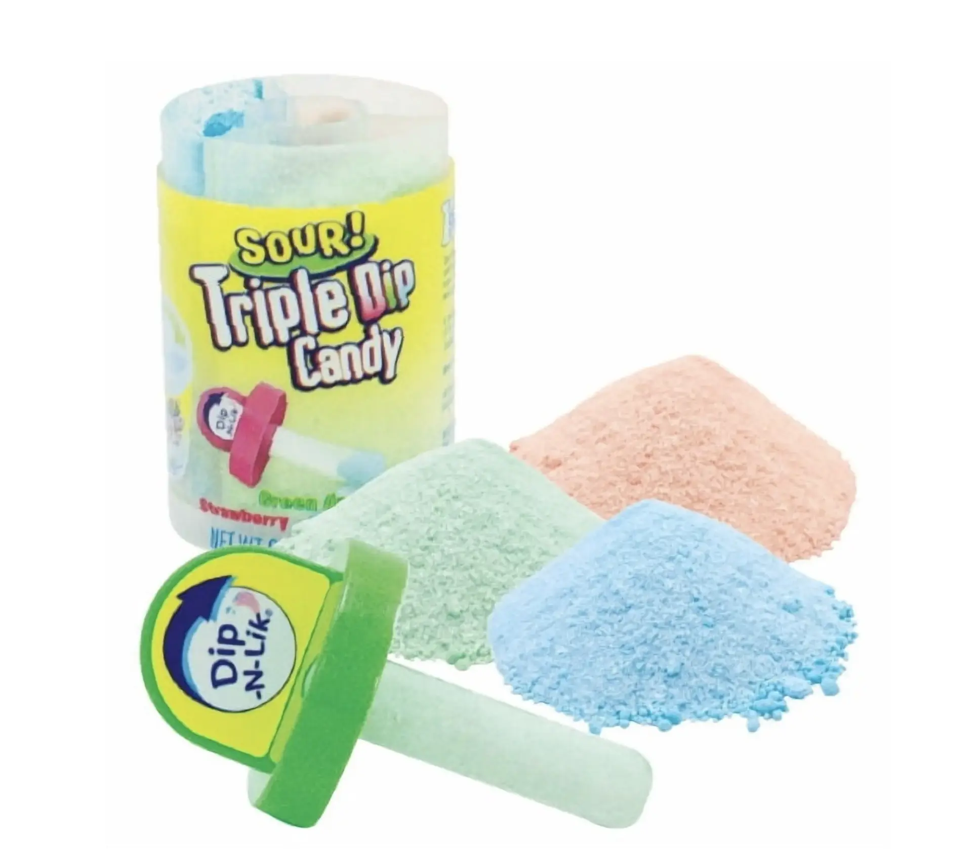 Koko's Sour Triple Dip Candy - 3 Flavor Sour Powder with Strawberry Green Apple & Blue Raspberry for Kids Party Favors Sweet Snack Bonbon