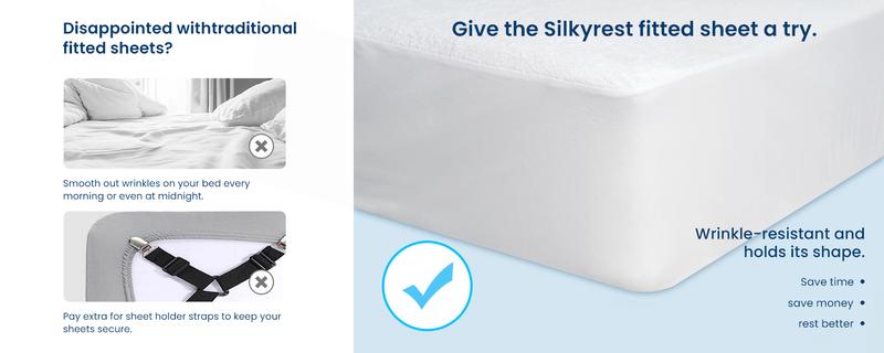 The Valentine's Day Gift Silkyrest 100% Waterproof fitted sheets Mattress Cover with deep inch Mattress- Ultra Soft, Wrinkle Free  Easy Care, Breat pockets, Fitted Sheet Fits 13-16 hable & Comfy- Machine Washable Cotton Mattress Cover for Bed