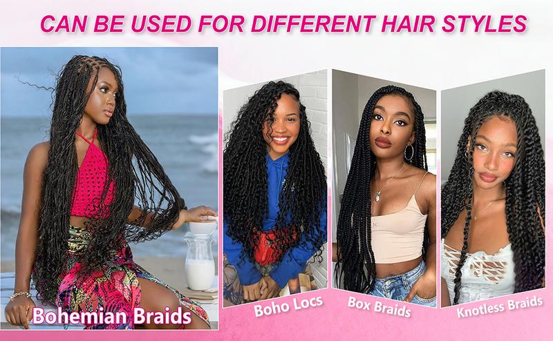 100% Real Human Hair Braiding Hair Deep Wave Bohemian Deep Wave Bulk 100% Human Braiding Hair for Boho Braids Wet and Wavy Boho Knotless Braids Hair Extensions No Weft Natural Color