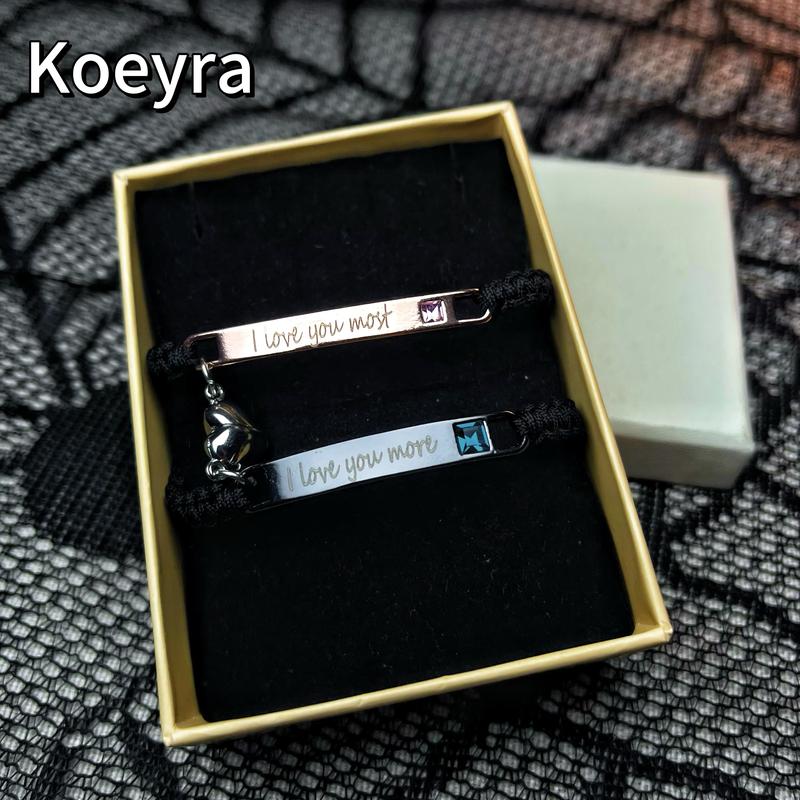 Adjustable Couple Bracelet Set, Heart Rate Bracelet, Fashion Bracelet for Couples, Daily Clothing Decor, Trendy All-match & Exquisite Jewelry for Birthday Love Gift, Heart Charm Bracelet