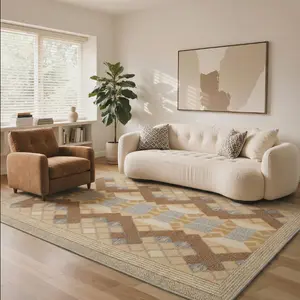 GENIMO Modern Neutral-Tone Carpet For Living Room Kitchen Bedroom , Cozy Area Rug Space Multi-Room Use, Textured Durable Stain-Resistant Home Decor