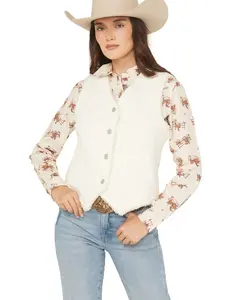 Shyanne Women's Sherpa Lined Button-Down Denim Vest - Swfa25v86