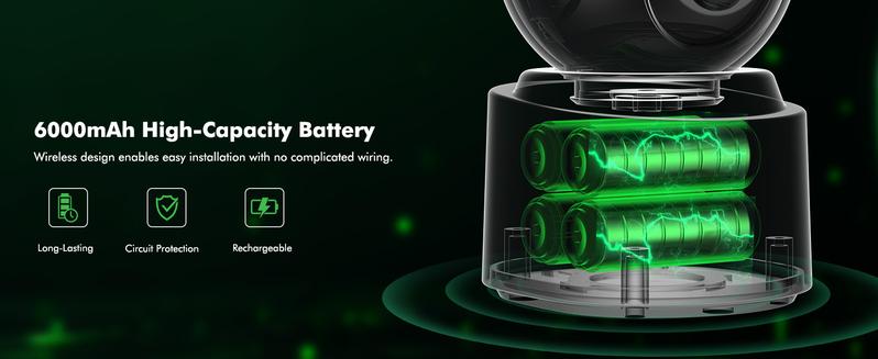 2.5K 4MP Indoor WiFi Security Camera with 6000mAh Battery, Dual-Band (2.4G/5G WiFi) Battery-Powered Security Camera, 360° Surveillance Camera for Baby & Pet Monitoring, Color Night Vision, AI Motion Detection camara de seguridad de casa