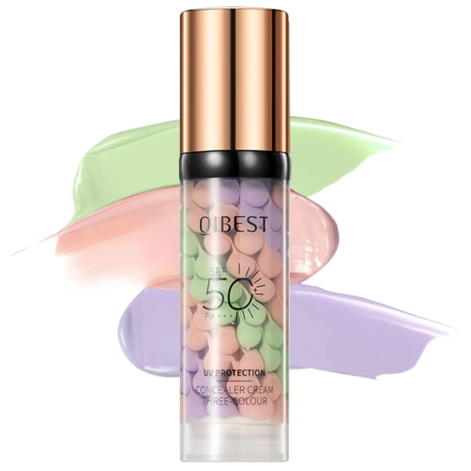 3-in-1 Color Correcting Facial Serum,Moisturizing Primer, , SPF 50 PA++ +Brightening Primer for Even Skin Tone, OilControl & Refreshing, Purple, Pink & GreenTones