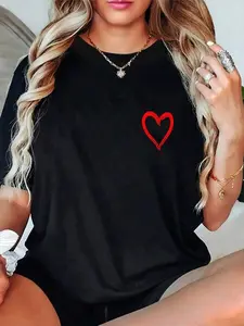 Red Heart Cool Love Heart Graphic Valentines Day Men Women-Shirt