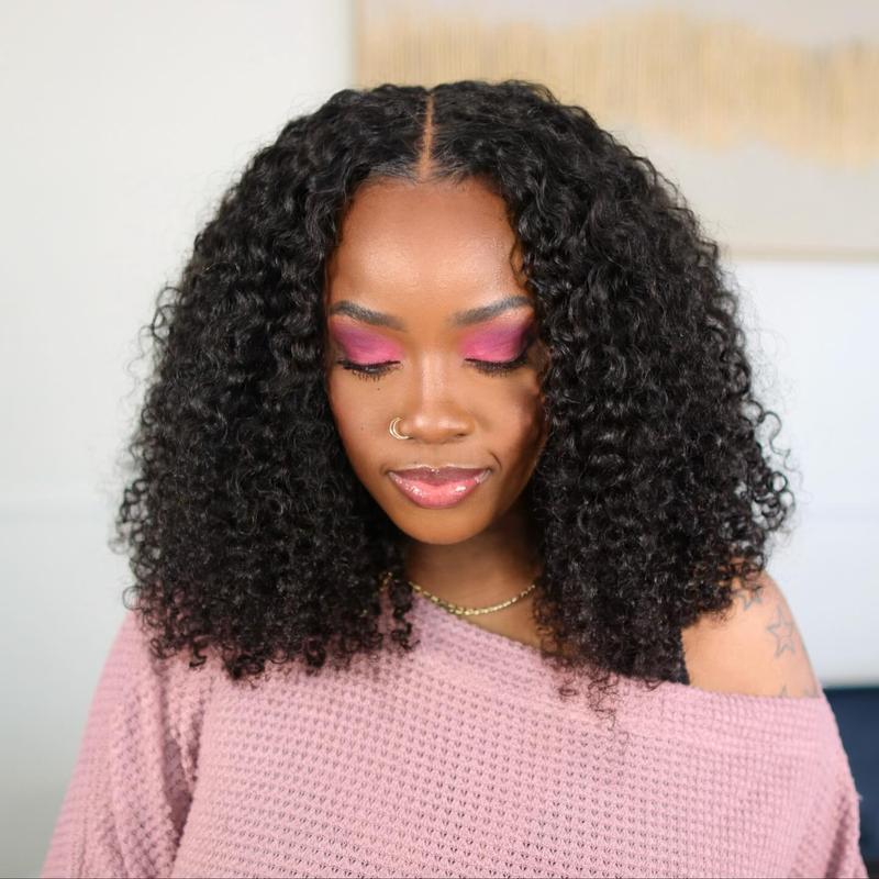 More Face Kinky Curly Pre-Cut Wear Go Glueless Wig Quick Install Pre Bleached Knots 4*6 HD Lace Closure Wigs 180% Density
