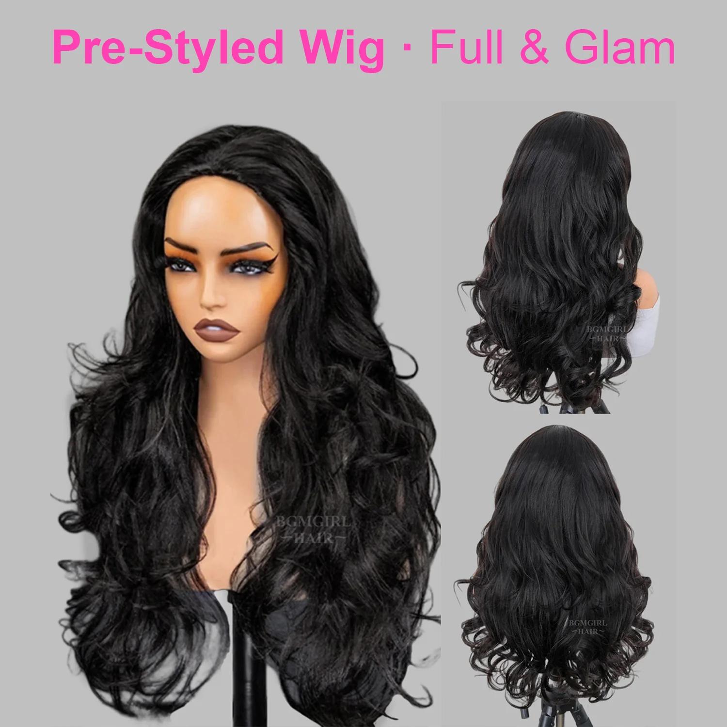 [Wear Go Half Wig] BGMgirl Invisible Hairline Yaki Butterfly Layered Cut/ Afro Curly Half Wig Multiple Texture Available Kinky Curly Water Wave Glueless Human Hair Wigs Seamless Flip Over Updo Down Style Hairpiece