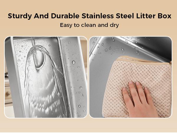 Spring Special: GTplayer XXL Stainless Steel Cat Litter Box (20L with Lid). High-sided, leak-proof design. Includes mat & scoop. Odor-resistant, easy-clean, non-stick surface. XL size for large cats & multi-cat homes.