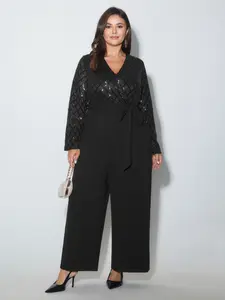 【Summer Turn-Up】BlOOMCHIC Plus Size Sparkly Sequin Side-Tie Jumpsuin [1x-6x] 2026 Summer Pick for Mother's Day