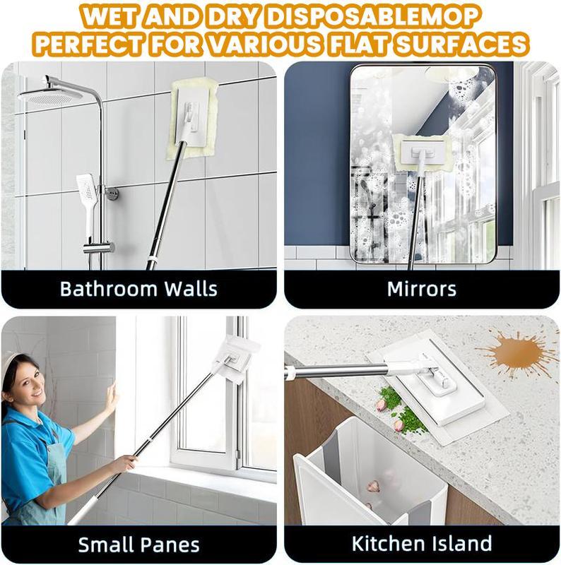 Reusable Multi-Surface Cleaning Mop with Clamp – Adjustable Holder for Paper Towels, Rags & Wet Wipes, Versatile Floor & Home Cleaner for Kitchens, Bathrooms & Living Spaces, Easy Grip Mop, Perfect Gift for Moms, Homeowners & Cleaning Enthusiasts