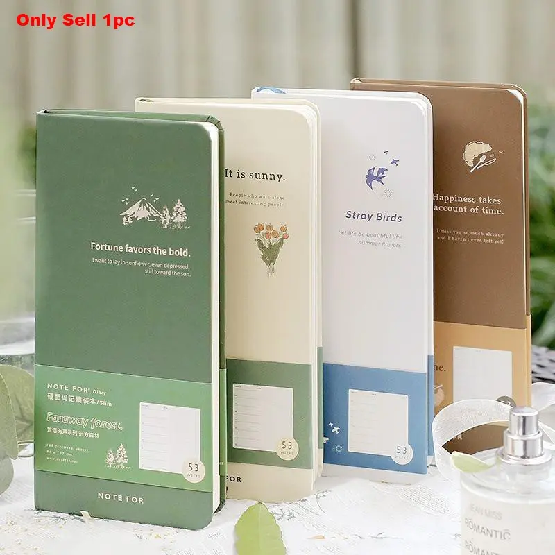1PC Self-Fill Yearly Exam Planner Notebook, Quiet Forest Style, Fresh Vintage Diary, 1pc Hand Account Book, Travel Diary Notebook, Ideal for Students, Aesthetic School Supplies, Travel Diary Journal, Studying Essentials