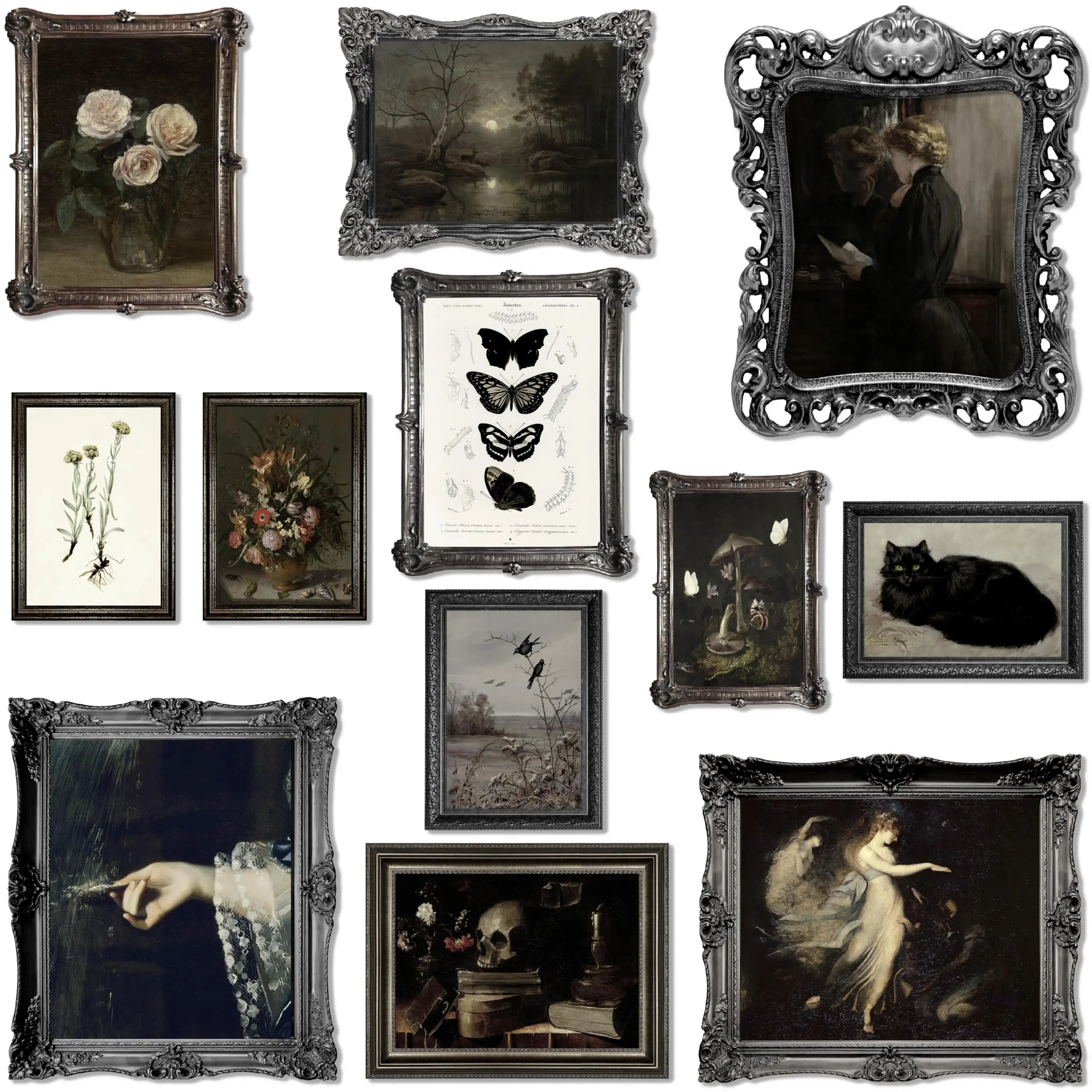12 Dark Academia Decor  Moody Aesthetic Pictures Victorian Gothic Wall Art Prints Creepy Goth Posters Vintage Painting For Home Bedroom (unframed)