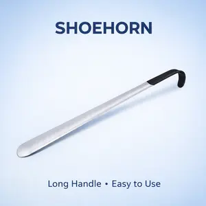 16.5" Long Handle Shoe Horn, Stainless Steel Metal Shoehorn, Durable Boot Helper for Men, Women & Seniors