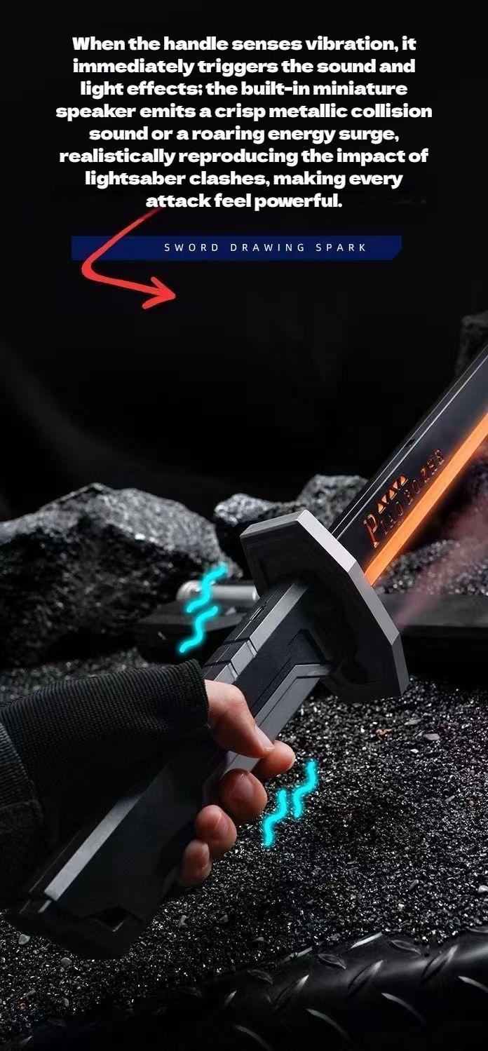 In Stock Spark Edition DKD 31.5" Cyberpunk SparkBlade Lightsaber Toy with Sound & Fog, Eight-Color Streaming Light Effect, Type-C Rechargeable for Rave, Cosplay & Display