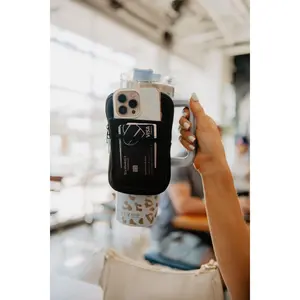 Black Water Bottle Zipper Pouch