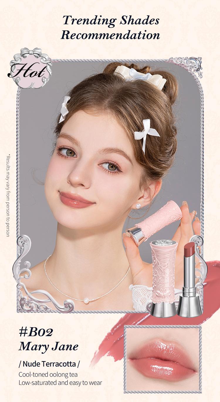 Flower Knows Swan Ballet Collection Shine Lipstick, Elegant Design with Jojoba Oil for Hydration & Moisture, Glossy Finish, Long Lasting Transfer Proof, #Summervibes