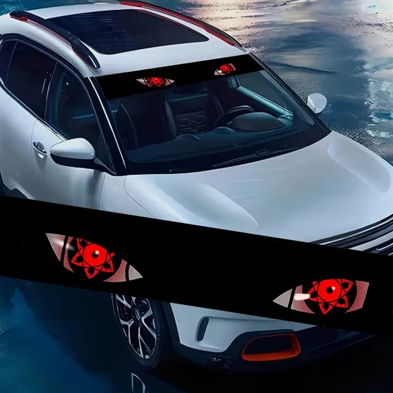 1PC Cartoon Eye Pattern Car Sticker, Car Decals, Automotive Decals, Waterproof, Durable, Suitable for Car Front Windshield Trucks SUV Creative Decorative Sticker, Car Decorations