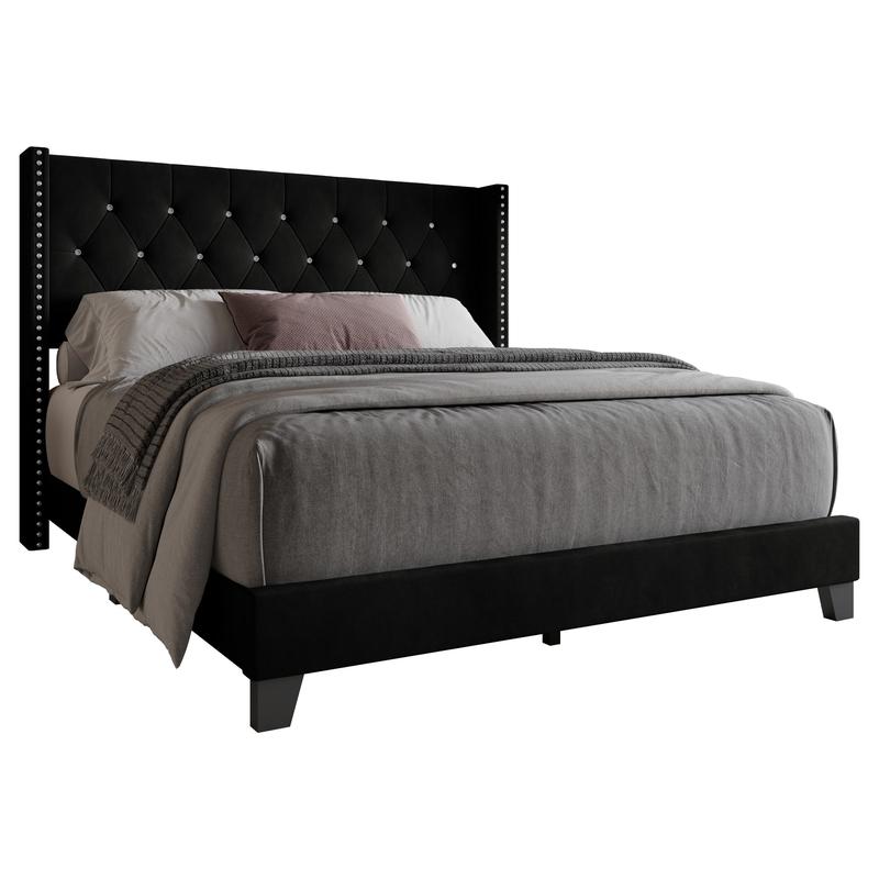 Favorer Monroe Tufted Upholstered Wingback Panel Bed Frame with Diamond Tufting and Nailhead Trim for Adult Bedroom, Box Spring Required Favorer Monroe Tufted Upholstered Wingback Panel Bed Frame with Diamond Tufting and Nailhead Trim for Adult Bedroom, Box Spring Required