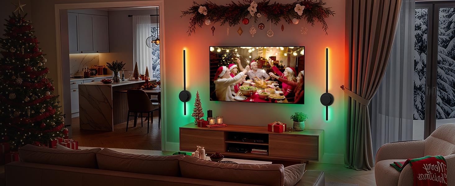 Rechargeable Wall Sconces Set of 2, Wireless Lights with Remote & Touch Control, 360° Adjustable, 3 Color Temps + RGB 16 Colors, Timer, No-Wire Install, Bedroom, Living Room, TV Wall, Hallway Lighting