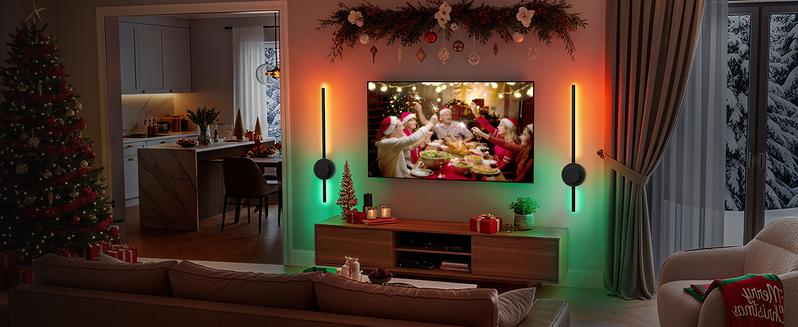 Rechargeable Wall Sconces Set of 2, Wireless Lights with Remote & Touch Control, 360° Adjustable, 3 Color Temps + RGB 16 Colors, Timer, No-Wire Install, Bedroom, Living Room, TV Wall, Hallway Lighting