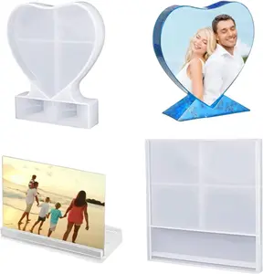 2 Pack Photo Frame Resin Mold,Rectangle and Heart Shape Silicone Epoxy Molds for Home Decoration,DIY Crafts,Casting,Home/Table Decor,Handmade Gifts (Photo Frame Resin Mold)
