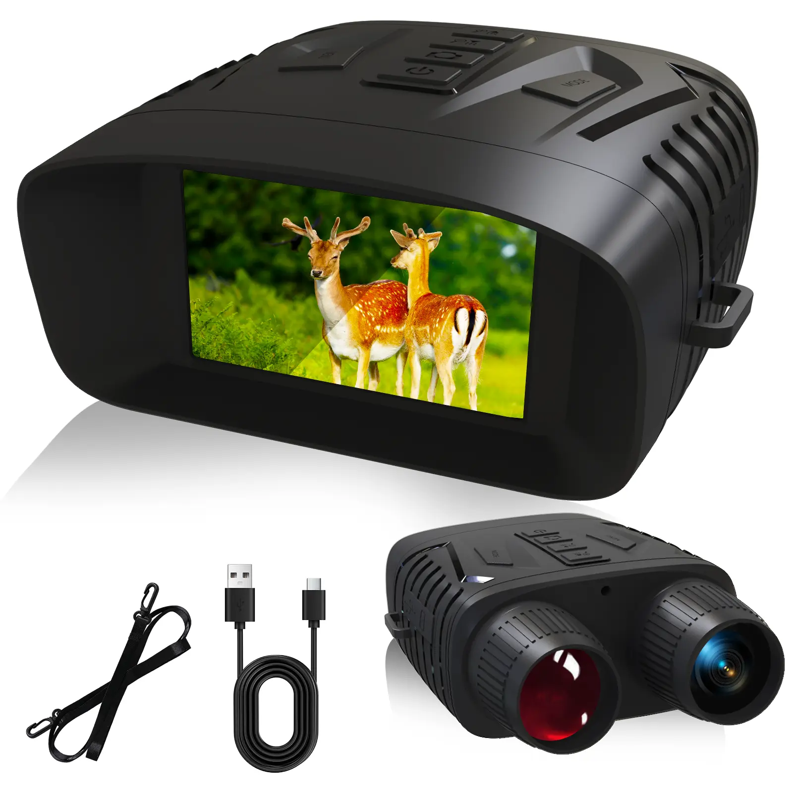 4K Night Vision Goggles – Featuring a 3.5-inch IPS screen, 2600mAh rechargeable battery, 10x zoom, and a 2,624-foot range; suitable for hunting, camping, security, and surveillance.