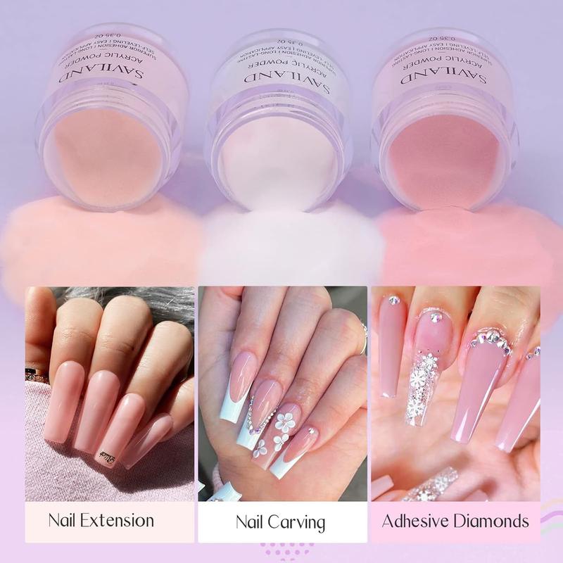 Acrylic Nail Starter Kit: Clear Pink Nude Acrylic Powder & Liquid, Brush, Files, Forms, Press On Nails, Home Practice Set