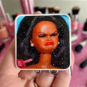 Glitter My Badge Funny glitter bomb face badge reel for nurse and hospital workers. Badge clip Badge pull - Retractable swivel clip with a 360 rotation. Great gift for coworker