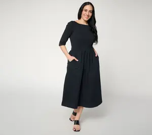 Me by Jennie Garth Regular Mixed Media 3/4 Slv Midi Dress