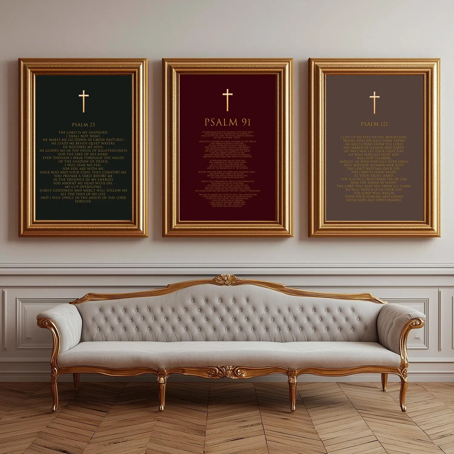 Psalm 23, 91, 121 Bible Verse Wall Art Set: Christian Home Decor