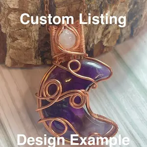 Custom Moon Wire Woven Copper Necklace~Multiple Stones To Choose From