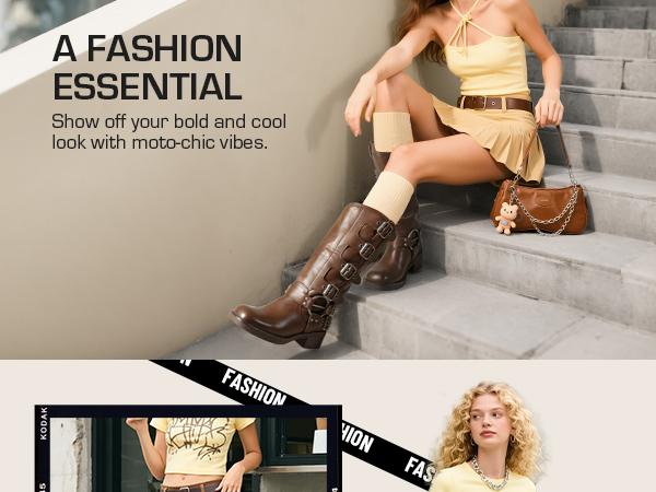 Dream Pairs Square Toe Motorcycle  combat melania Bota  Comfort Walking Shoes Footwear Parent Riding boots