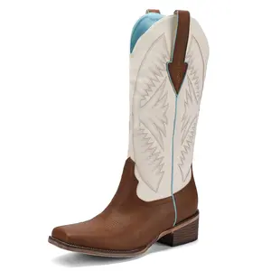 【Valentine's Day Gift】Women's Western Cowboy Boots – Wide Calf Square Toe Cowgirl Boots with Embroidered Shaft  Chunky Heel Fall Fashion